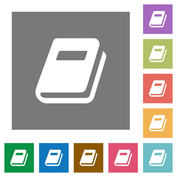 Personal diary flat icons on simple color square backgrounds - Διάνυσμα, εικόνα