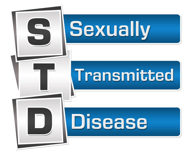 Sexually transmitted disease text written over blue grey background. - Foto, Imagem