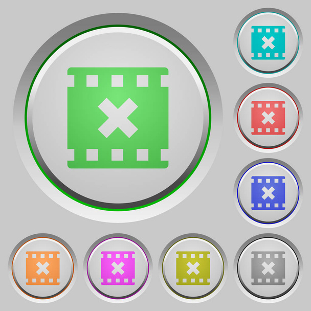 Movie cancel color icons on sunk push buttons - Vector, Image