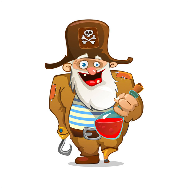 Pirate with a bottle of rum - Vector, Image