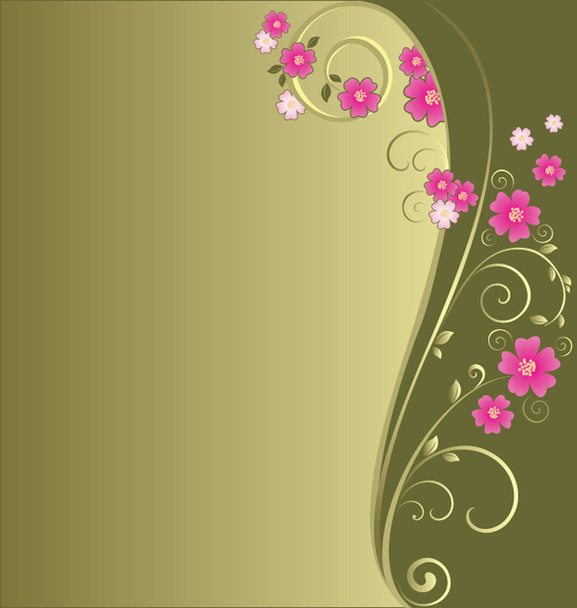 Vintage floral green background - Вектор,изображение