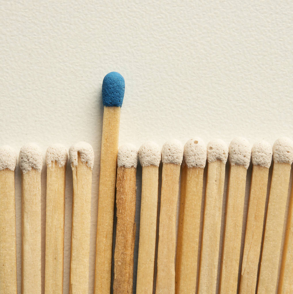Be different or creativity concept with matches on a table, macro shot - Fotoğraf, Görsel