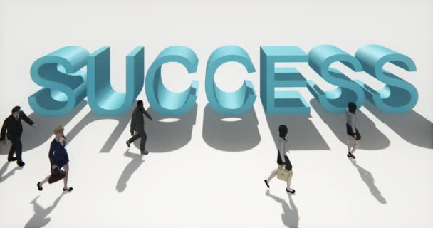 4k businessman walking on the front of 3d success sign. - Footage, Video