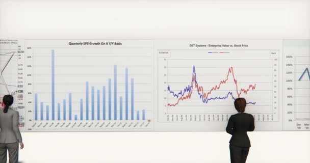 4k business team analyze finance pie charts & stock trend diagrams. - Footage, Video
