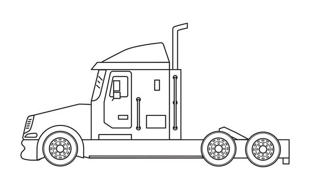 Truck on a white background without a trailer in the style of line art. Business concep - Vector, Image