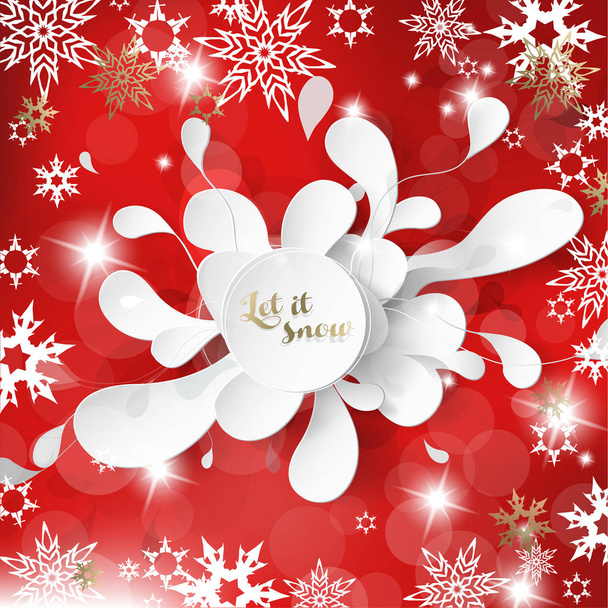 Merry Christmas illustration with many snowflakes on abstract background. - Vector, Image