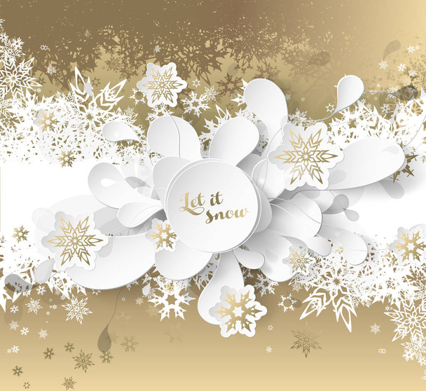 Wesołych Świąt Bożego Narodzenia ilustracja z wielu płatków śniegu na streszczenie tło. - Wektor, obraz