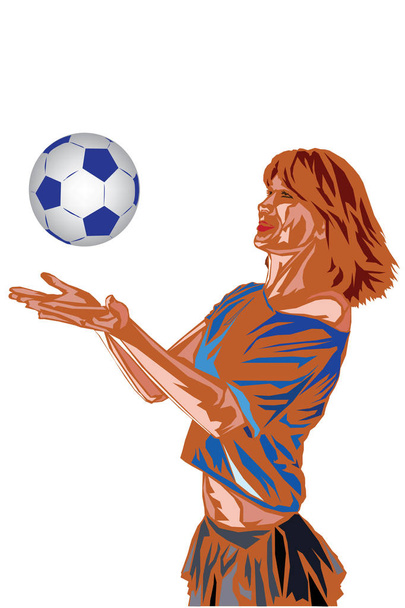 Dziewczyna z piłki nożnej. Wektor / wektor ilustracja z sceny z piękna dziewczyna gra z piłki nożnej - Wektor, obraz