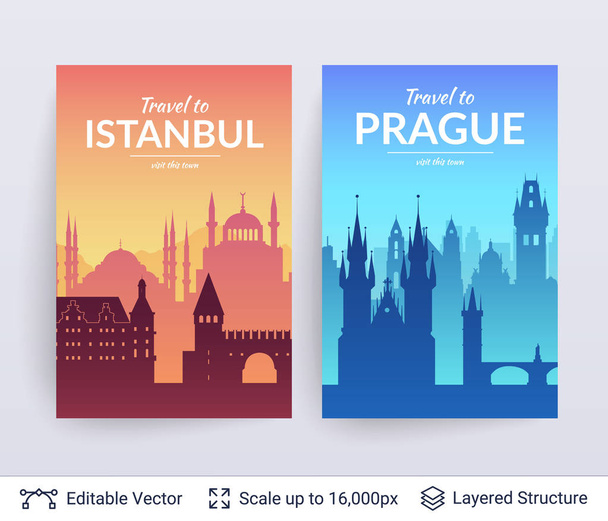 Istanbul a v Praze slavné město stvolů. - Vektor, obrázek