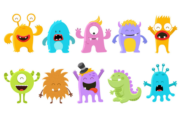 Leuke kleurrijke Monster collectie - Vector, afbeelding