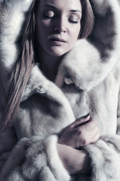 beautiful lady in a fur - Photo, Image