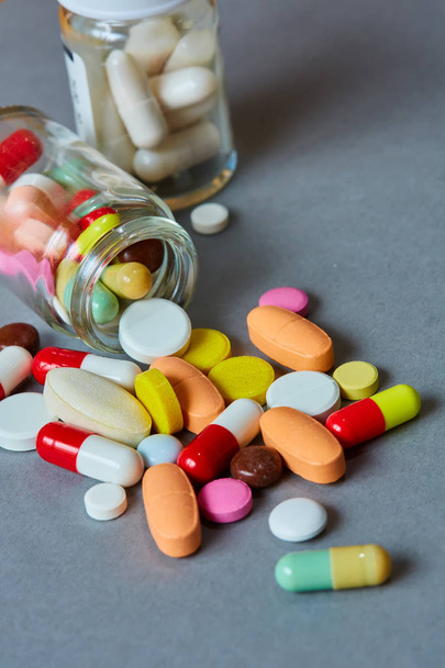 Close up of many colorful pills - Фото, изображение