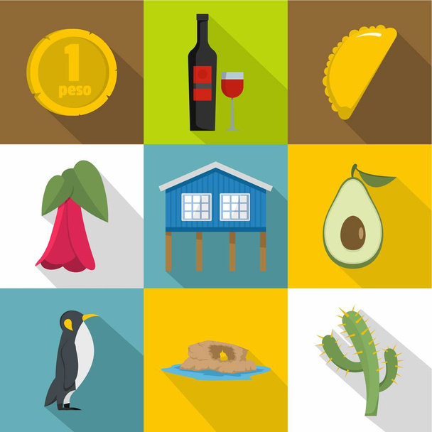 Peso icons set, flat style - Vector, Imagen