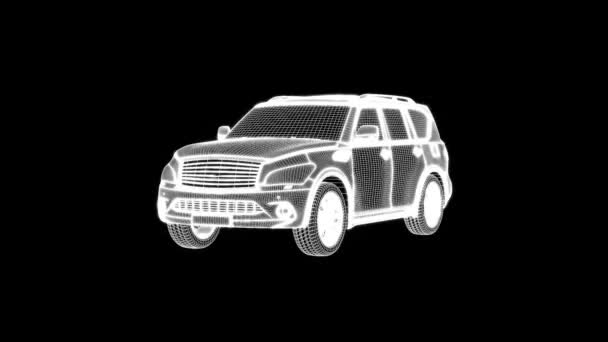 3D-рендеринг анимации автомобиля wireframe на тёмном фоне
 - Кадры, видео