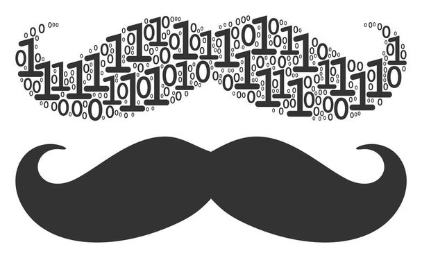 Gentleman Moustache Mosaic of Binary Digits - Vecteur, image