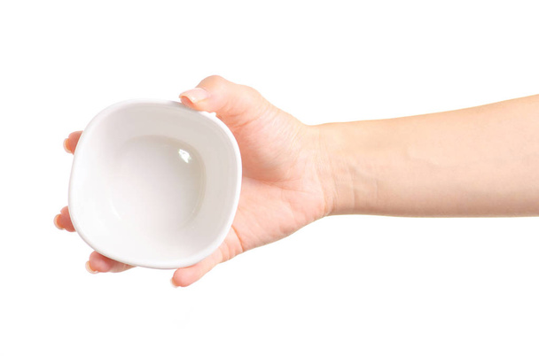 White bowl empty in hand - Fotó, kép
