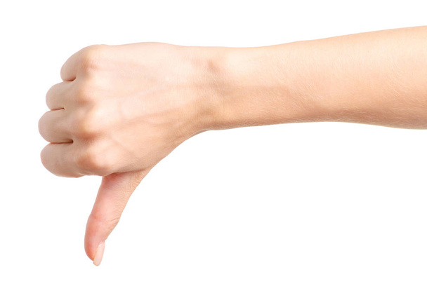 Female hands show thumb down - Фото, зображення