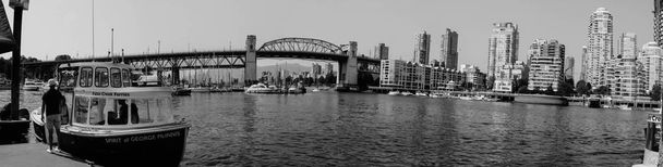 black and white panorama of Vancouver from plaza of nations showing the beautiful city - Photo, Image