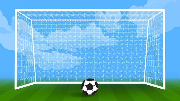 fotbalový míč pole a cíl objekt na pole vektorové pozadí obrázku - Vektor, obrázek
