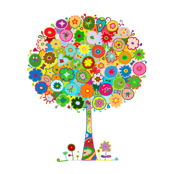 Floral tree for your design - Vektori, kuva