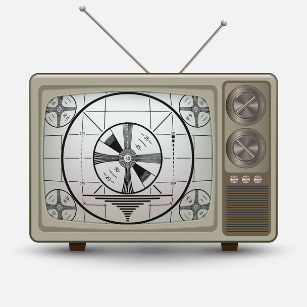 Realistic old vintage TV. Retro televesion with no signal test. Illustration on white background - Διάνυσμα, εικόνα