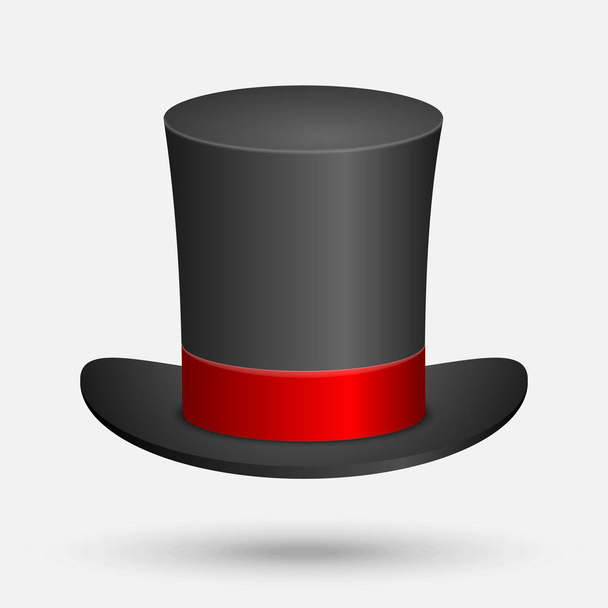 Black Top Hat vector illustration isolated on white background - Vetor, Imagem