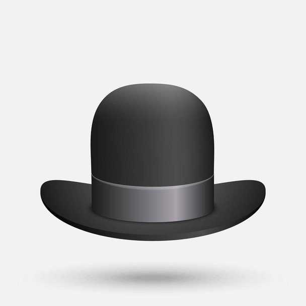 black bowler hat on a white background - Vector, afbeelding