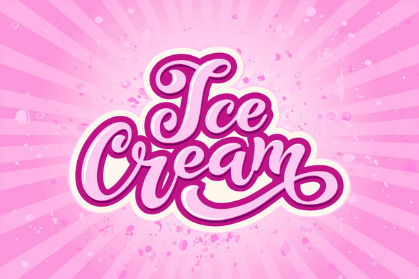Zmrzlina v rukou nápisy. Logo pro zmrzlinu, štítky, samolepky a odznaky. Zmrzlina kavárna nebo cukrárna. Vektorové ilustrace. - Vektor, obrázek