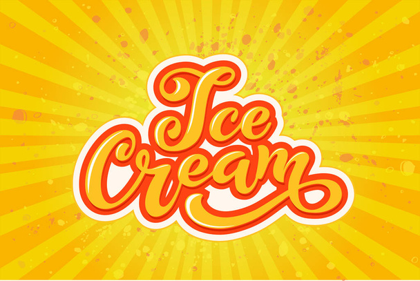 Надписи на мороженом от руки. Логотип для мороженого, этикетки, наклейки и значки. Мороженое для кафе или кондитерской. Векторная иллюстрация
. - Вектор,изображение