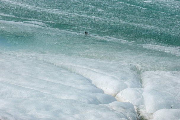 el último hielo del río. Último témpano. última aguja de hielo en el río Ili. Asia Central, las estepas de Kazajstán
 - Foto, Imagen