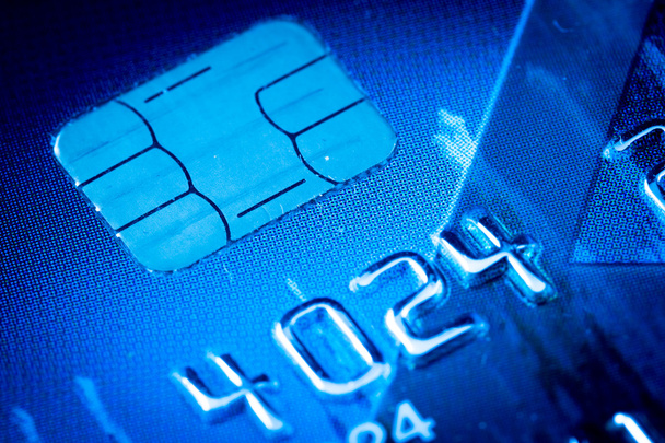 creditcard chip in blauw - Foto, afbeelding