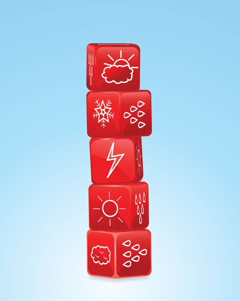 Stack of dices with weather symbol icons - Vector, Image