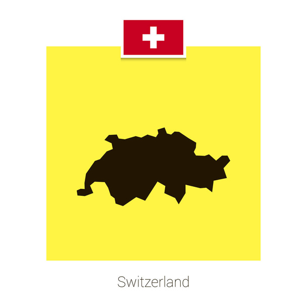 Switzerland map design with flag and yellow background vector - Wektor, obraz
