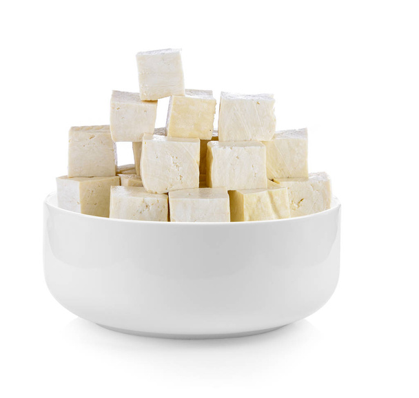 tofu in a bowl on white background - Photo, Image