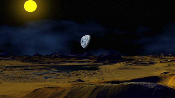 Flug über die Oberfläche eines fantastischen Planeten - Filmmaterial, Video