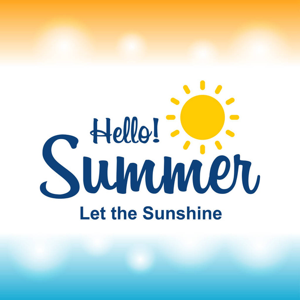 Ευτυχισμένο το καλοκαίρι Ευχητήρια κάρτα με ανοιχτόχρωμο φόντο, διάνυσμα, εικονογράφηση - Διάνυσμα, εικόνα