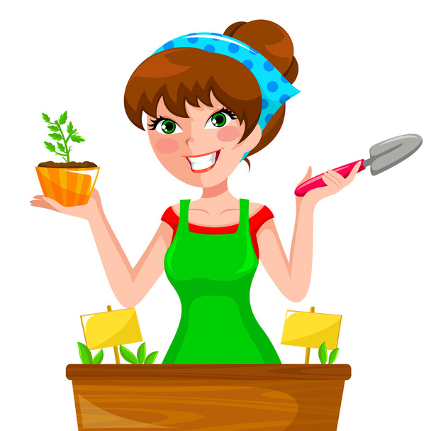 chica de jardinería
 - Vector, Imagen