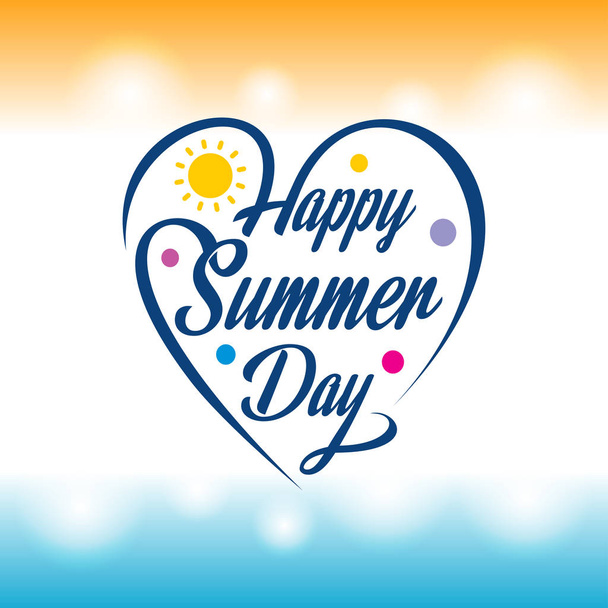 Happy Summer Greetings card with light background, vector, illustration - Vektör, Görsel