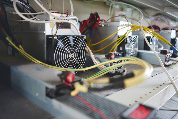 Farm with equipment for bitcoin cryptocurrency mining  - Photo, image