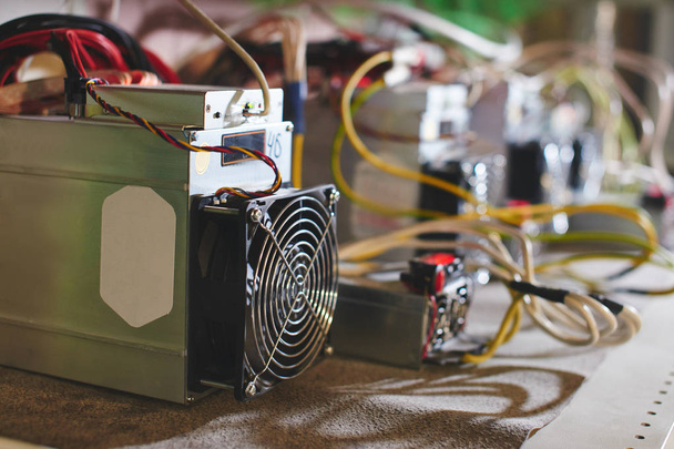 Farm with equipment for bitcoin cryptocurrency mining  - Photo, Image