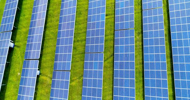 Solar panels in aerial view - Zdjęcie, obraz
