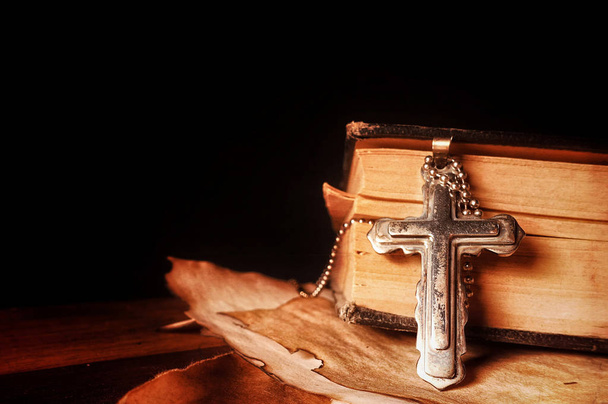 Christianity Religion Symbol Jesus Cross and Bible - Φωτογραφία, εικόνα