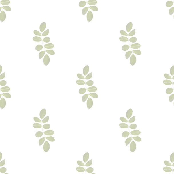 Simple flora leaves motif seamless pattern design in light grey and white colors - Photo, Image