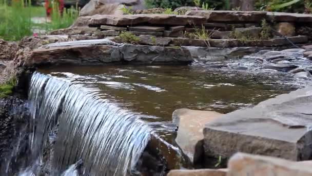Mały wodospad i czystej wody - Materiał filmowy, wideo