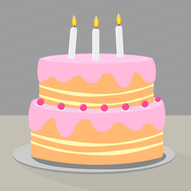 colorful layered birthday cake with candles - Vector, Image