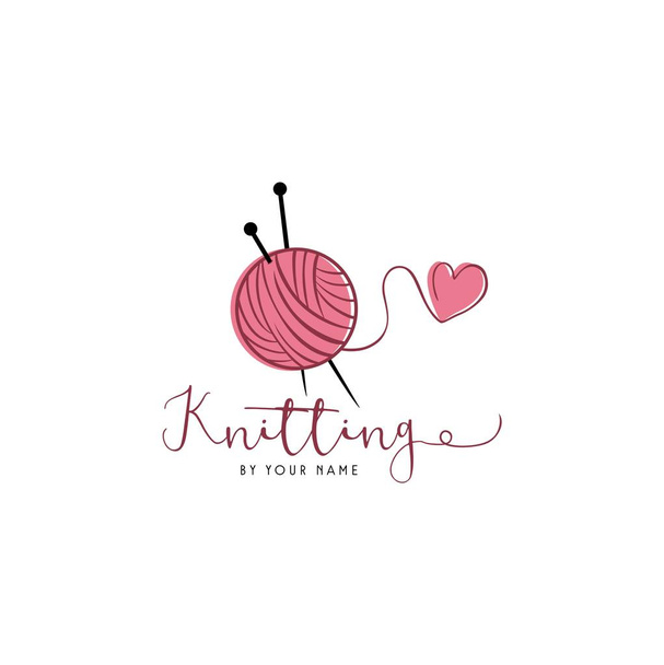 Sewing Stitching Knitting Needle Simple Logo Vector Design - Vector, Image
