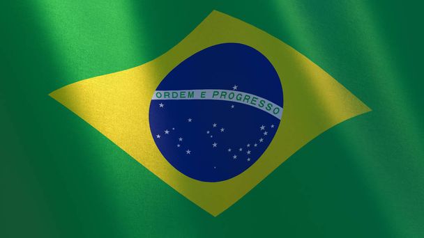 Brasil. Κουνώντας τη σημαία της Βραζιλίας. 3D απεικόνιση - Φωτογραφία, εικόνα