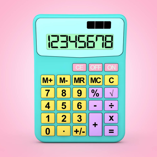 Αφηρημένο παιχνίδι αριθμομηχανή εικονίδιο χρώμα σε ροζ φόντο. 3D rendering - Φωτογραφία, εικόνα