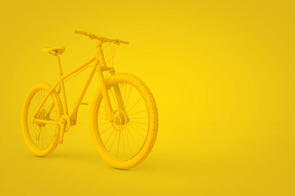 Bicicleta de montaña estilo arcilla amarilla abstracta sobre un fondo amarillo. Renderizado 3d
 - Foto, imagen