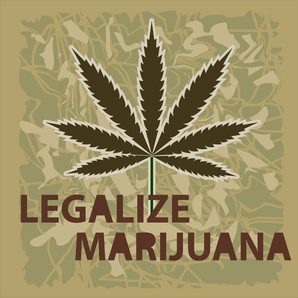 Vektor nápis legalizace marihuany. List marihuany na zeleném pozadí. - Vektor, obrázek